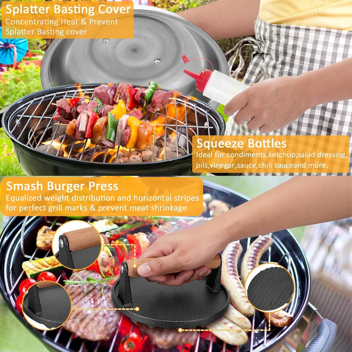 29PCS Blackstone Griddle Accessories Kit with Burger Press, Flat Top Grilling Accessories Set for Blackstone and Camp Chef, Metal Grill BBQ Enlarged Spatulas Set with Scraper, Carry Bag for Outdoor