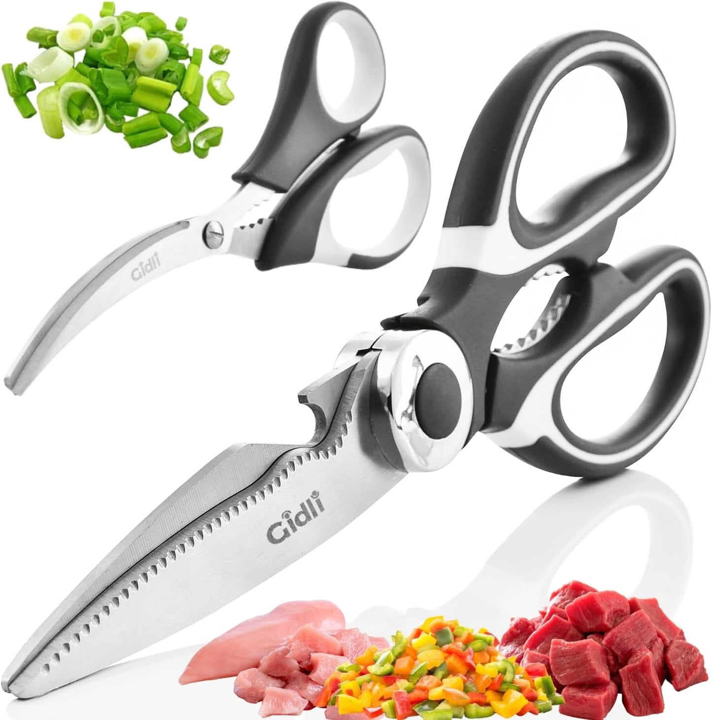 Kitchen Shears by - Lifetime Replacement Warranty - Includes Seafood Scissors as a Bonus - Heavy Duty Utility Stainless Steel All Purpose Ultra Sharp Scissors for Food - Cooking Shears