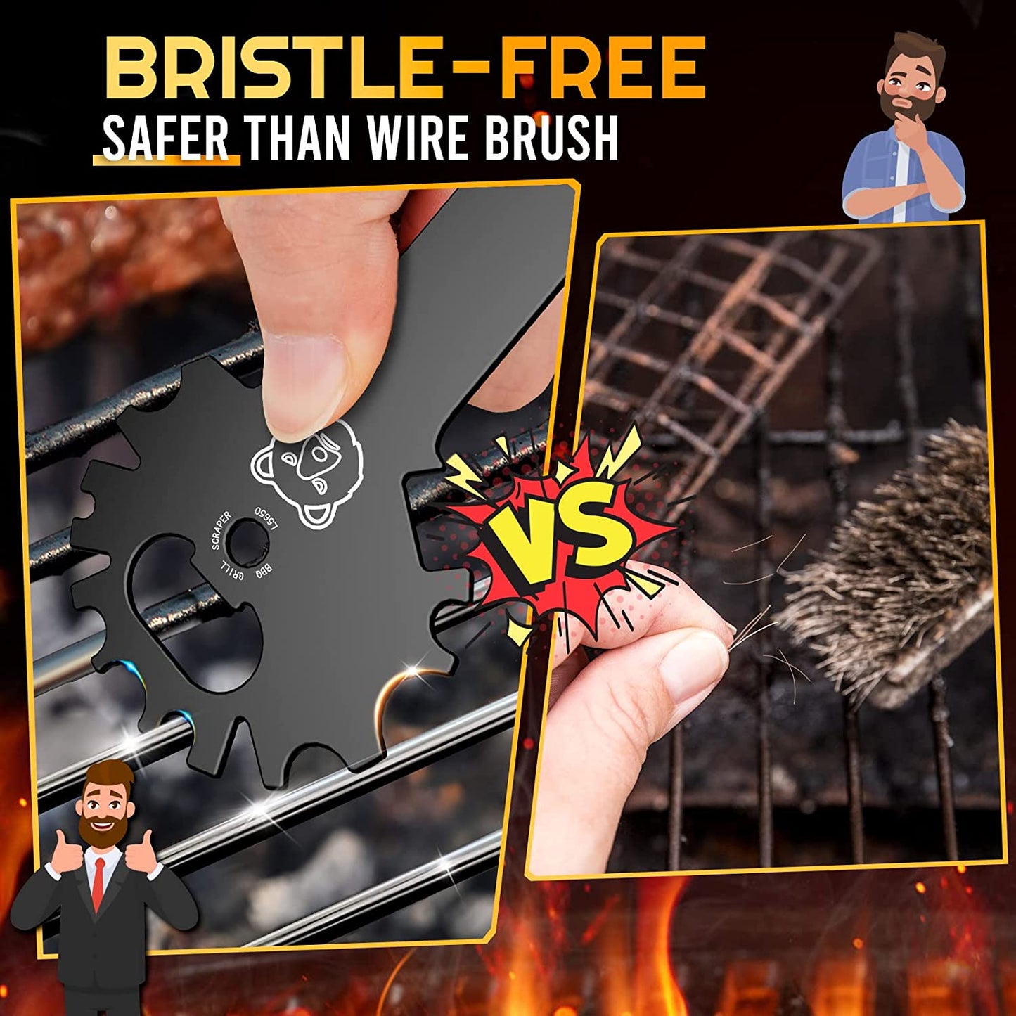 Valentines Day Gifts for Him BBQ Grill Scraper - Grilling Gifts for Men Grill Accessories Cleaner Scraper Cool Stuff Gadgets for Teens Adults Husband Dad Birthday Gifts for Men Women Kitchen Gadgets