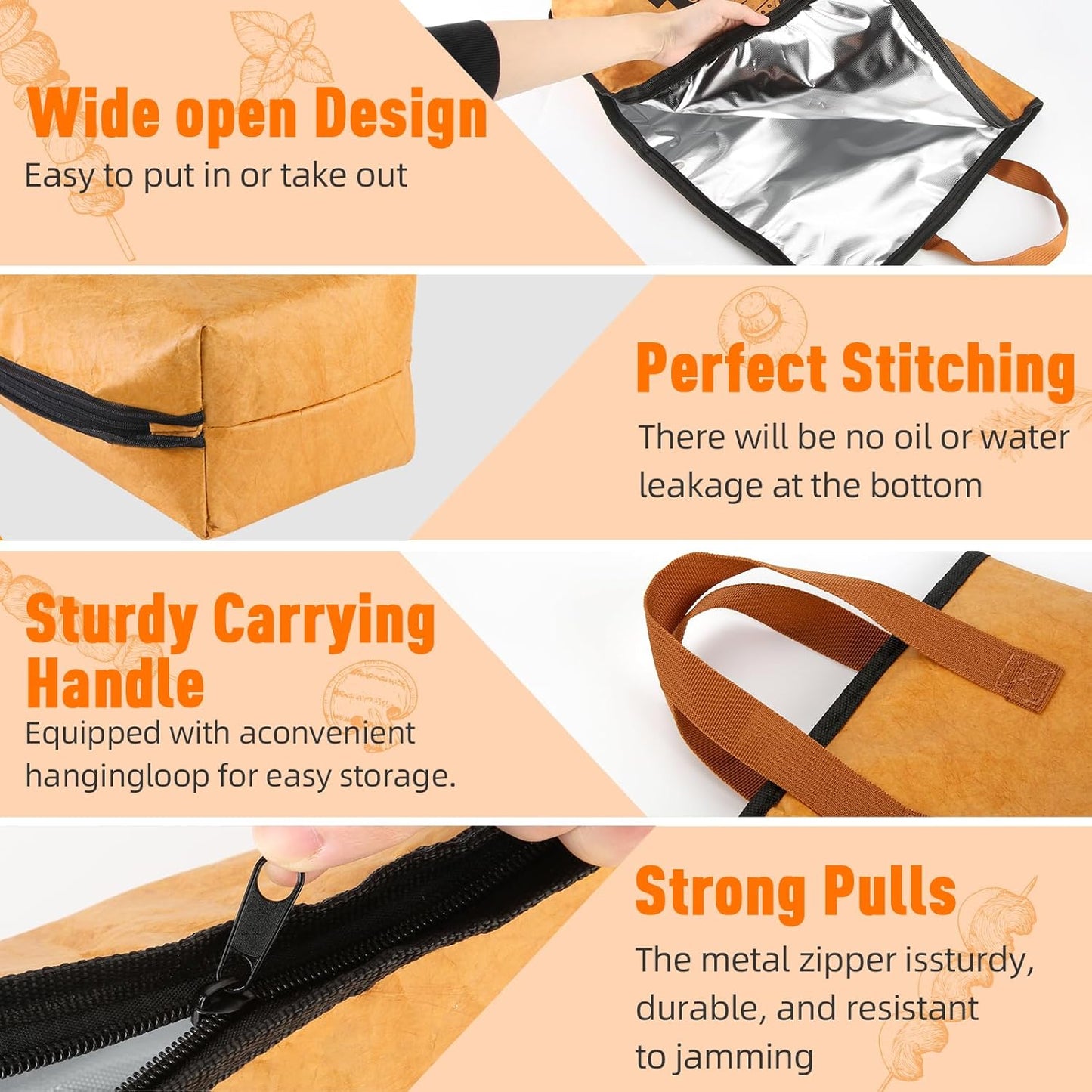 BBQ Blanket for Resting Meat,Smoker Meat Resting Blanket, Rusable Smoker Grilling Meat Insulated Resting Bag with Wide Mouth for Large Brisket/Pork Shoulders/Turkeys,Gifts for Men (BBQ Blanket 21In)