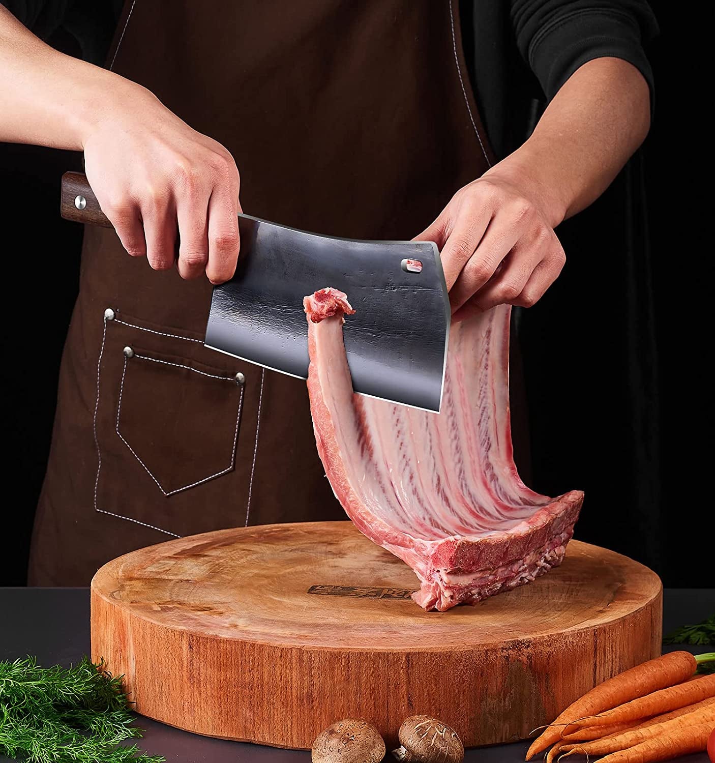 Cleaver Knife, 7.5 Inch Hand Forged Meat Cleaver Heavy Duty Bone Chopper German High Carbon Stainless Steel Butcher Knife with Full Tang Handle for Home Kitchen and Restaurant, Ultra Sharp