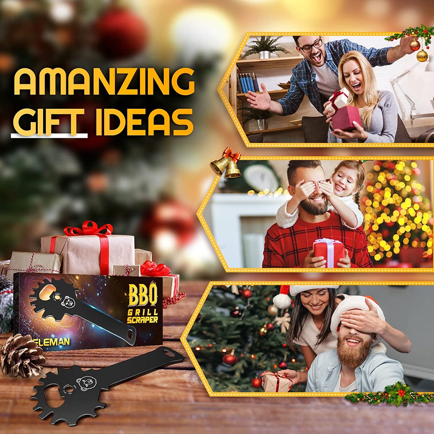 Valentines Day Gifts for Him BBQ Grill Scraper - Grilling Gifts for Men Grill Accessories Cleaner Scraper Cool Stuff Gadgets for Teens Adults Husband Dad Birthday Gifts for Men Women Kitchen Gadgets