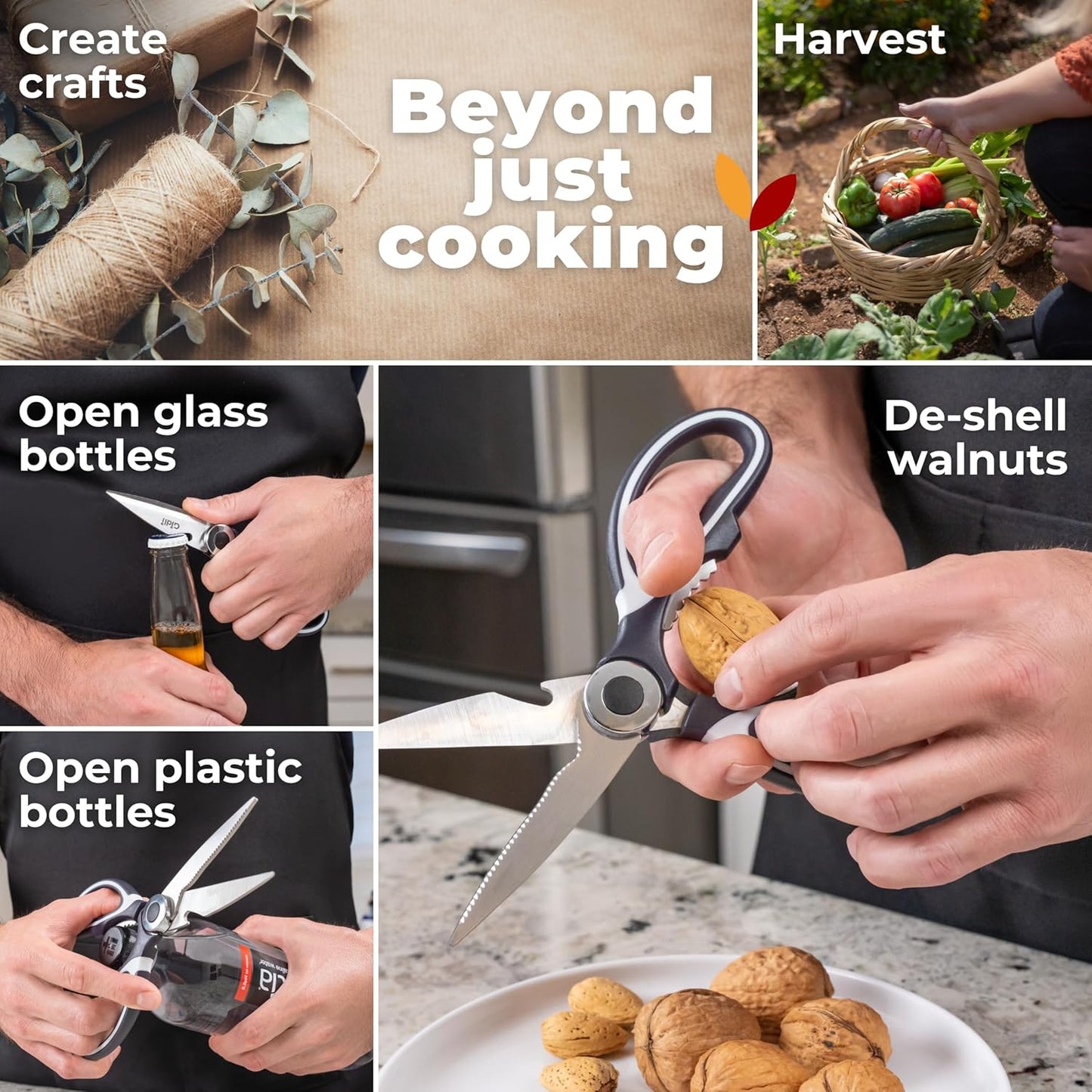 Kitchen Shears by - Lifetime Replacement Warranty - Includes Seafood Scissors as a Bonus - Heavy Duty Utility Stainless Steel All Purpose Ultra Sharp Scissors for Food - Cooking Shears