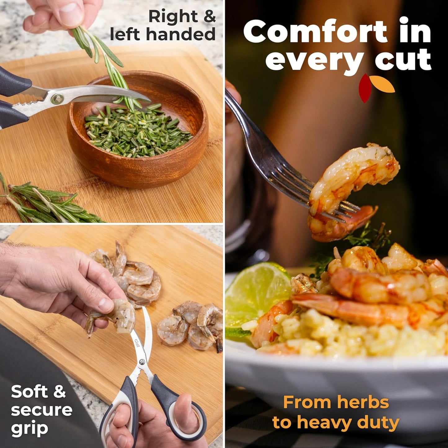 Kitchen Shears by - Lifetime Replacement Warranty - Includes Seafood Scissors as a Bonus - Heavy Duty Utility Stainless Steel All Purpose Ultra Sharp Scissors for Food - Cooking Shears