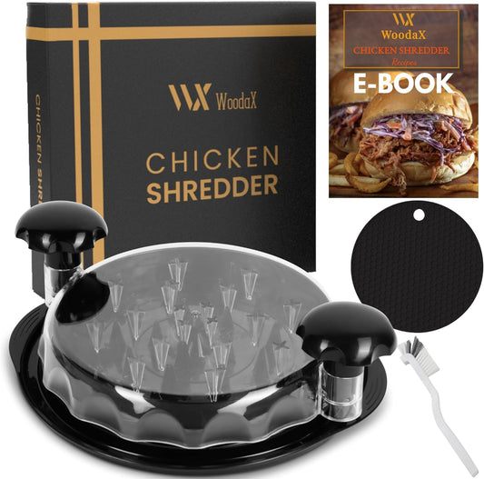 Chicken Shredder - Shredded Chicken & Meat; Easily Shred Chicken Breast, Other Meat, and Vegetables in Seconds; Chicken Shredder Tool and Meat Shredder with More Grip, Recipe Ebook, Mat, Brush
