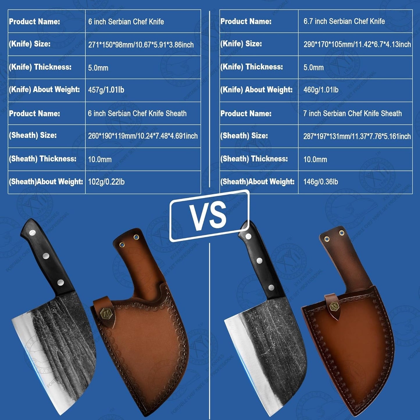 Authentic since 1986,6 Inch Serbian Chef Knife with Sheath,Handmade Forged Ancient Outdoor Camping Kitchen Butcher Knife,Vegetable Cooking Meat Knives,Full Tang