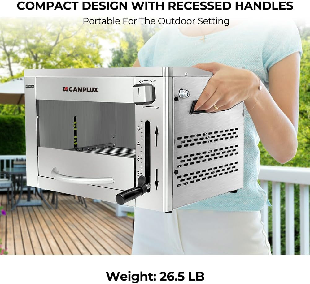 Propane Infrared Steak Grill,1600℉ Fast Efficient Heating Outdoor Portable Gas Grill with Vertical Cooking,Stainless Steel Single Burner Propane Gas Grill,Perfect for Steak,Ribeyes,Picnic,Bbq