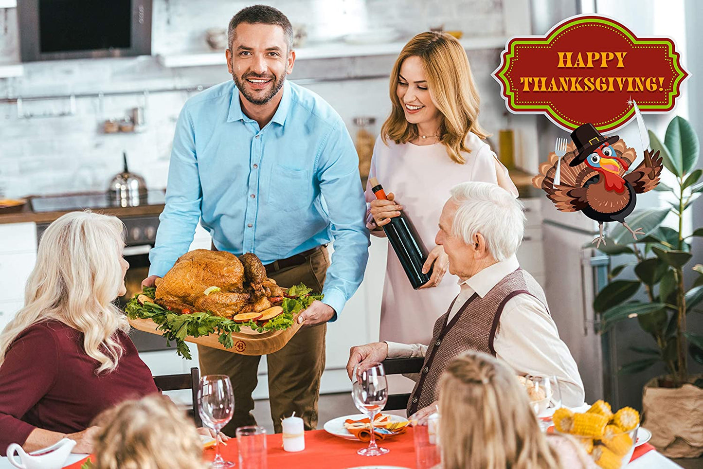 Turkey Platter for Thanksgiving - Carving Board for Turkey, Extra Large 18 X 13 Bamboo Cutting Board with Juice Groove - Reversible Butcher Block with Grid Grip & Deep Juice Well for Kitchen Gift Idea
