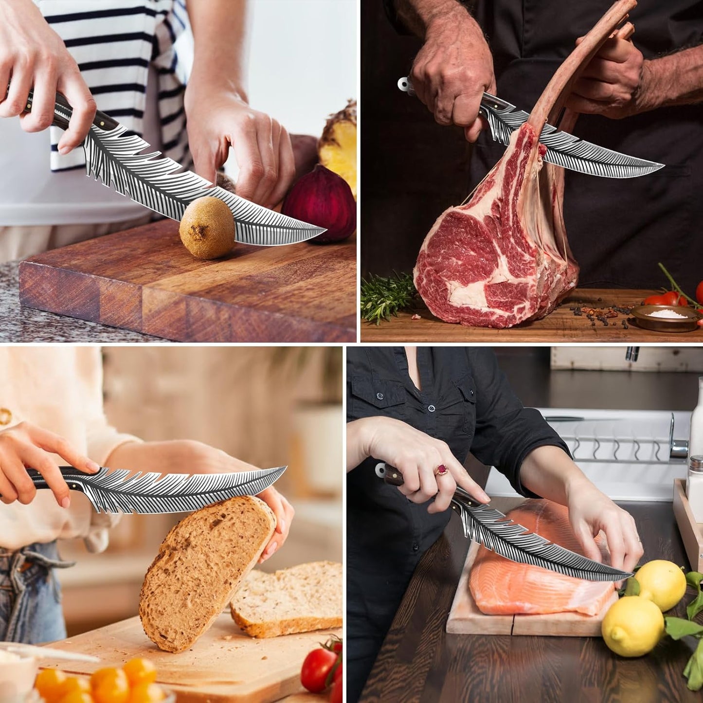 Professional Chef Knives, Sharp Feather Boning Knife Hand Forged Knife High Carbon Steel Boning Knife for Meat Cutting Cooking Knife with Sheath for Kitchen Outdoor