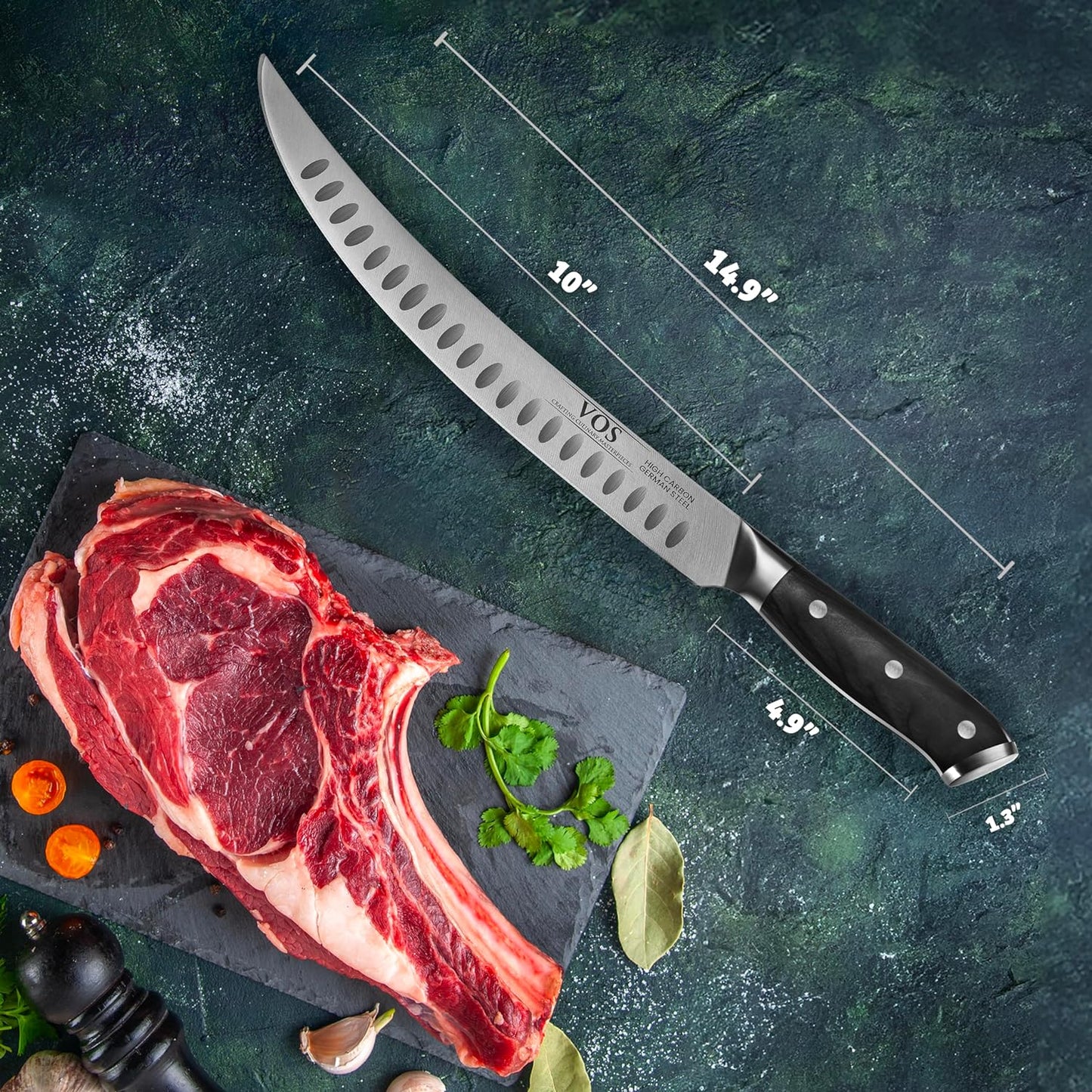 10" Carving Knife Brisket Knife Butcher Knife Slicing Knife - Razor Sharp Kitchen Knife - Premium German Steel - Meat Cutting Knife - BBQ Knife - Ergonomic Handle with a Gift Box