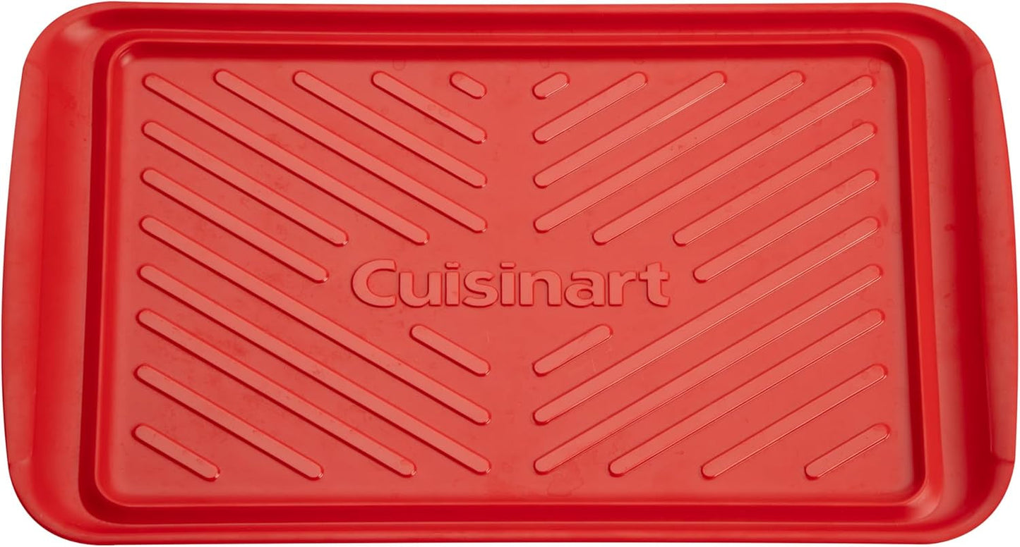 Grilling Prep & Serve Trays, 17X10.5 Inch BBQ Trays Safe for Food Handling, 2 Dishwasher Safe Nesting Trays Black & Red, Perfect Grilling Tray for Cooked & Raw Meat, Fits 6 Burgers