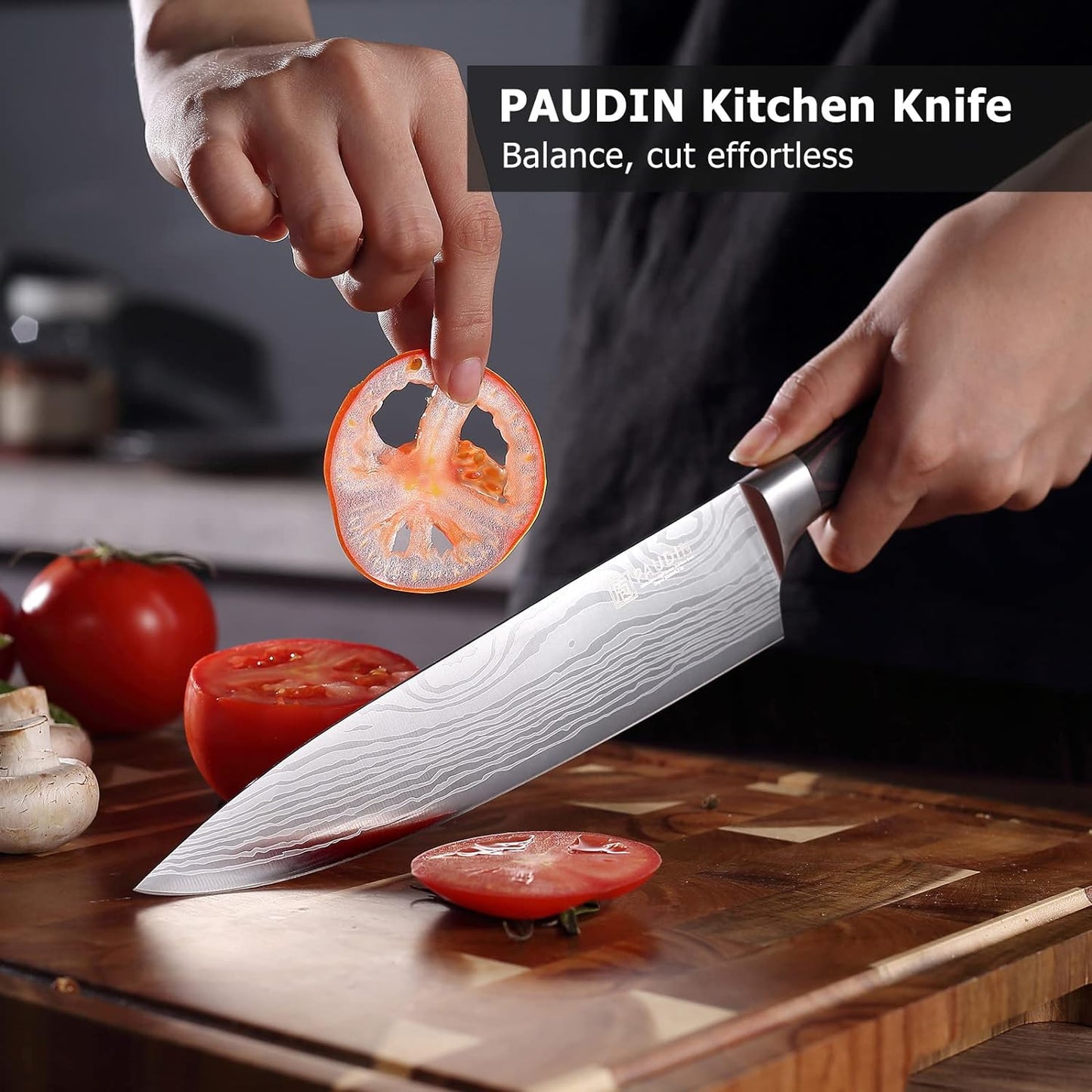 Chef Knife, 8 Inch High Carbon Stainless Steel Sharp Kitchen Knife with Ergonomic Handle, Gift Box for Family & Restaurant