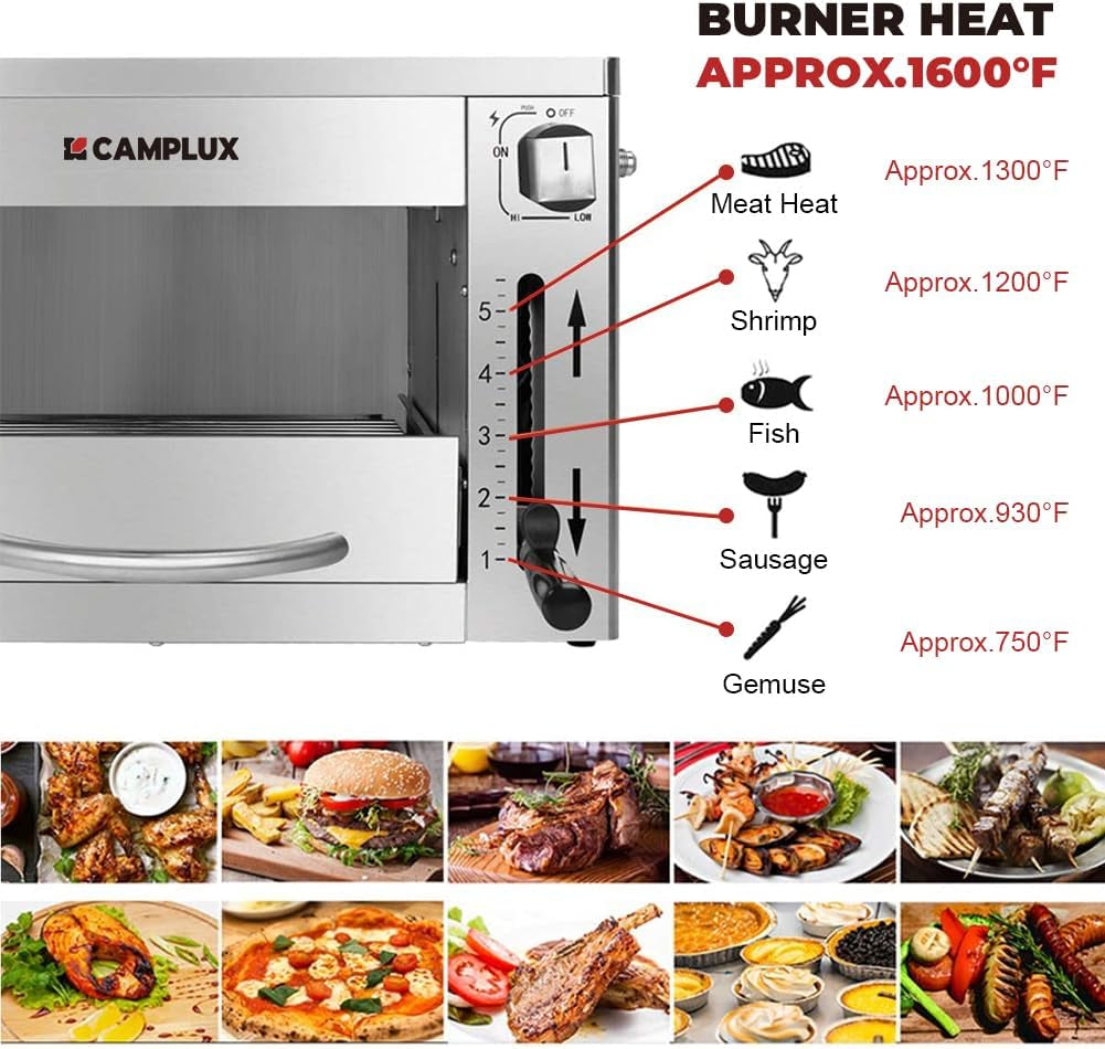 Propane Infrared Steak Grill,1600℉ Fast Efficient Heating Outdoor Portable Gas Grill with Vertical Cooking,Stainless Steel Single Burner Propane Gas Grill,Perfect for Steak,Ribeyes,Picnic,Bbq