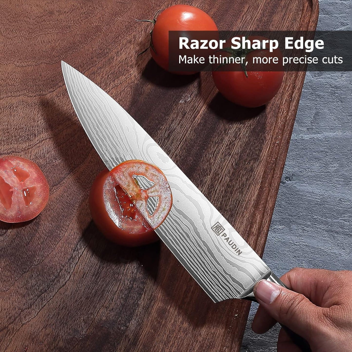 Chef Knife, 8 Inch High Carbon Stainless Steel Sharp Kitchen Knife with Ergonomic Handle, Gift Box for Family & Restaurant