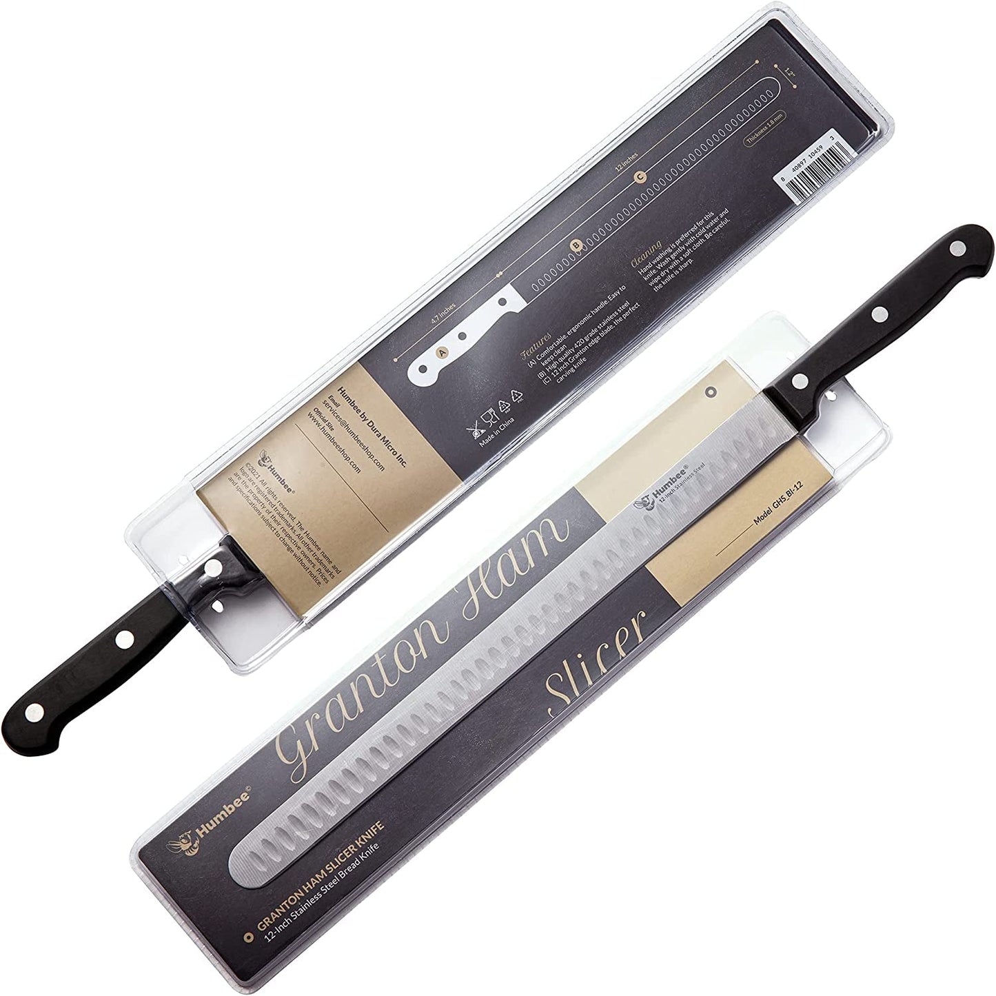 Chef Carving Knife with Granton Edge for Home Kitchens Carving Knife 12 Inch Black