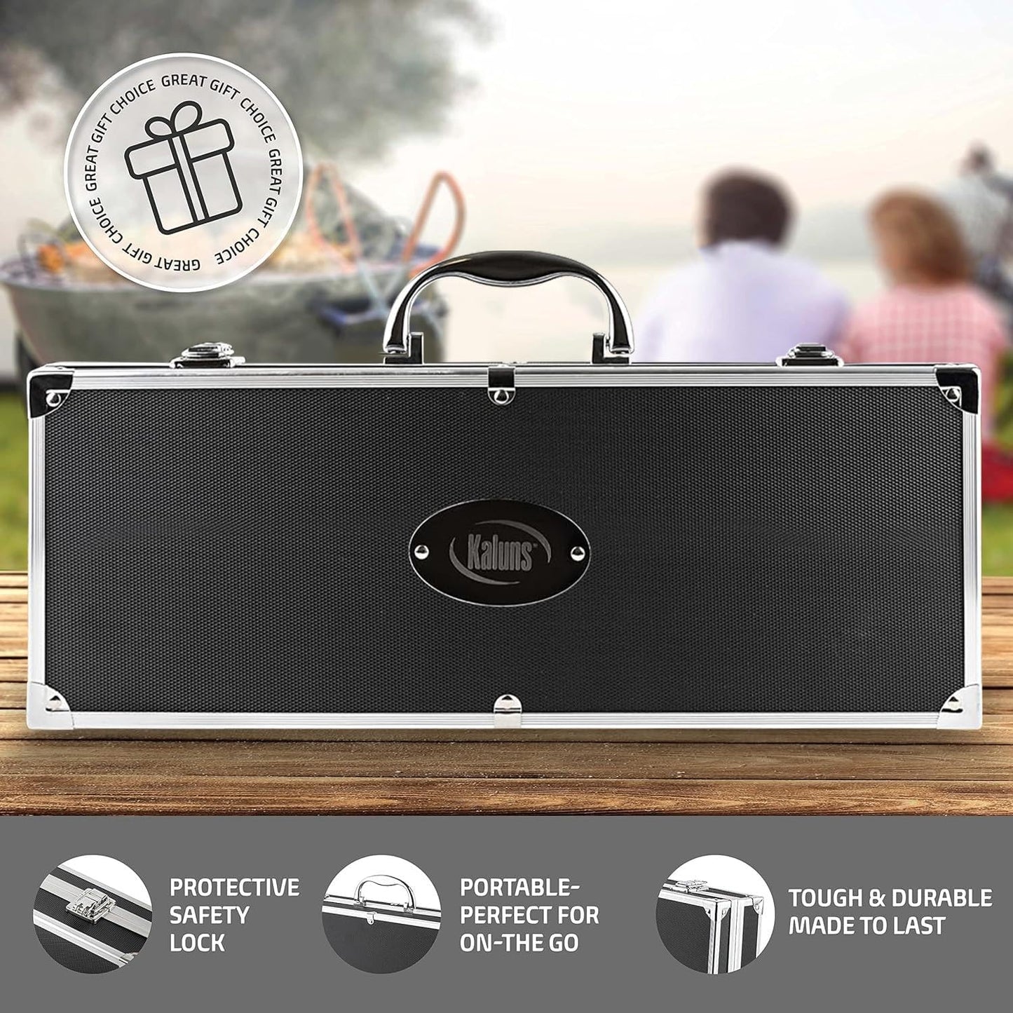 BBQ Accessories Grill Tools, Grilling Gifts for Men Dad, Heavy Duty Stainless Steel Barbecue Grill Accessories for Outdoor Grill with Aluminum Case and Apron, Dad Men Gifts for Christmas