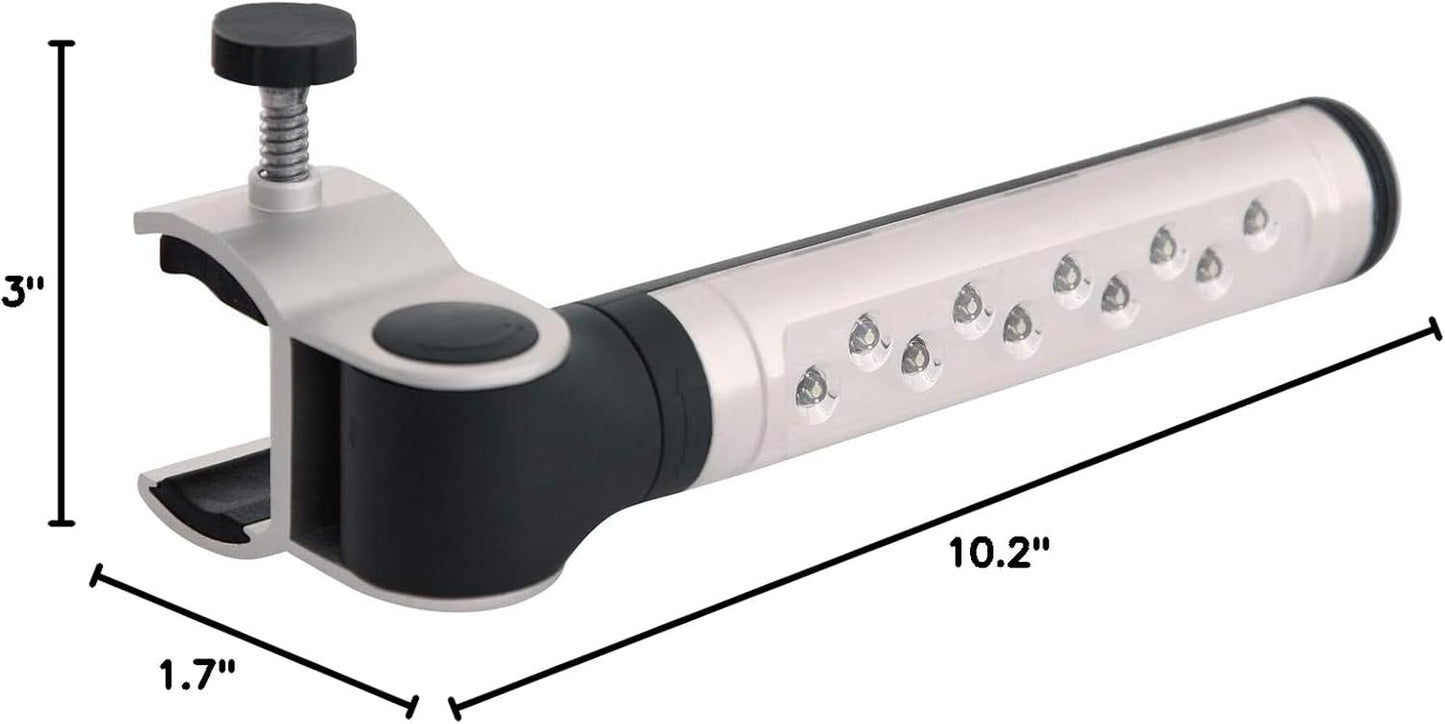 Barbecue Grill Light, Battery Operated LED BBQ Grill Light, Aluminum Clamp, Adjustable 180 Degrees, 10 LED Bulbs, Perfect for Outdoor Kitchen