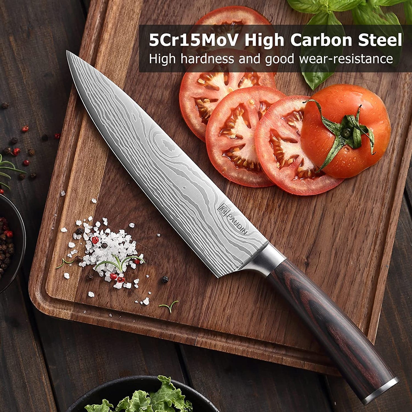 Chef Knife, 8 Inch High Carbon Stainless Steel Sharp Kitchen Knife with Ergonomic Handle, Gift Box for Family & Restaurant