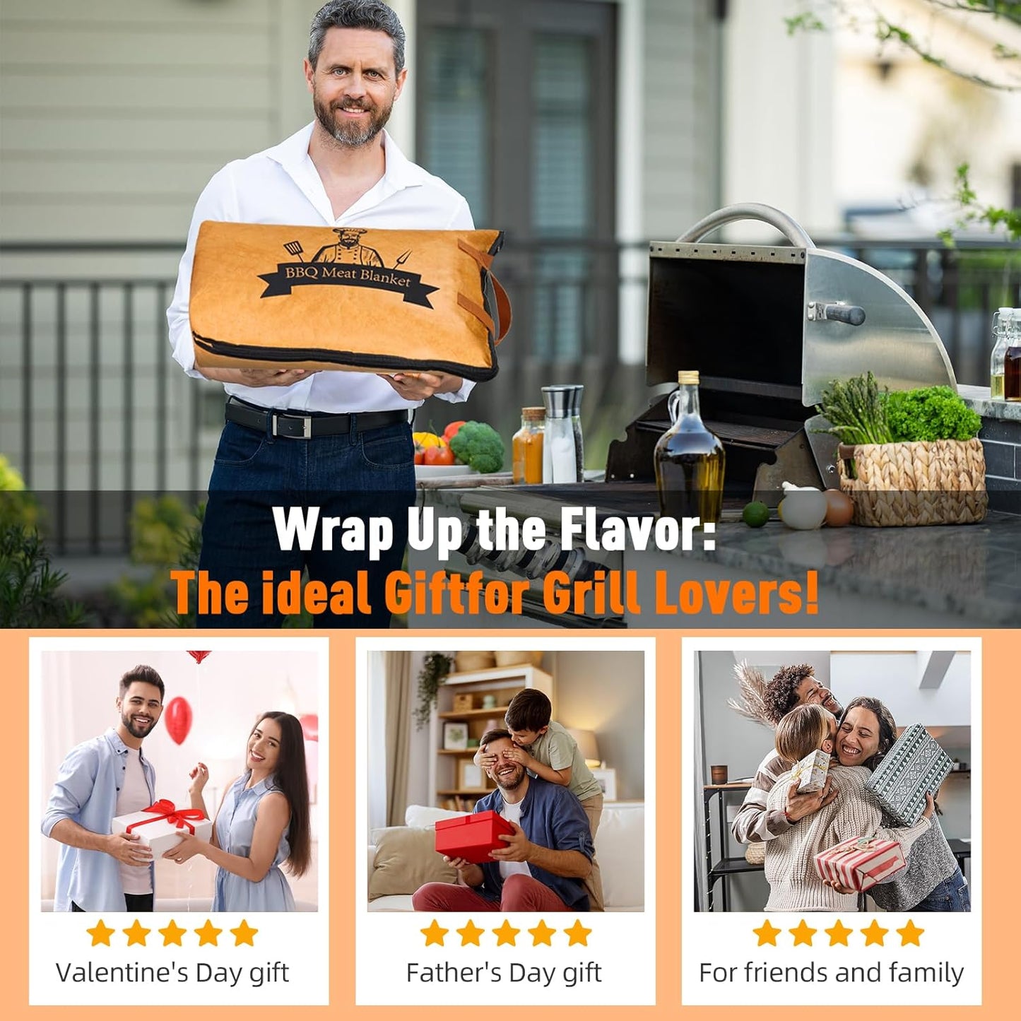 BBQ Blanket for Resting Meat,Smoker Meat Resting Blanket, Rusable Smoker Grilling Meat Insulated Resting Bag with Wide Mouth for Large Brisket/Pork Shoulders/Turkeys,Gifts for Men (BBQ Blanket 21In)