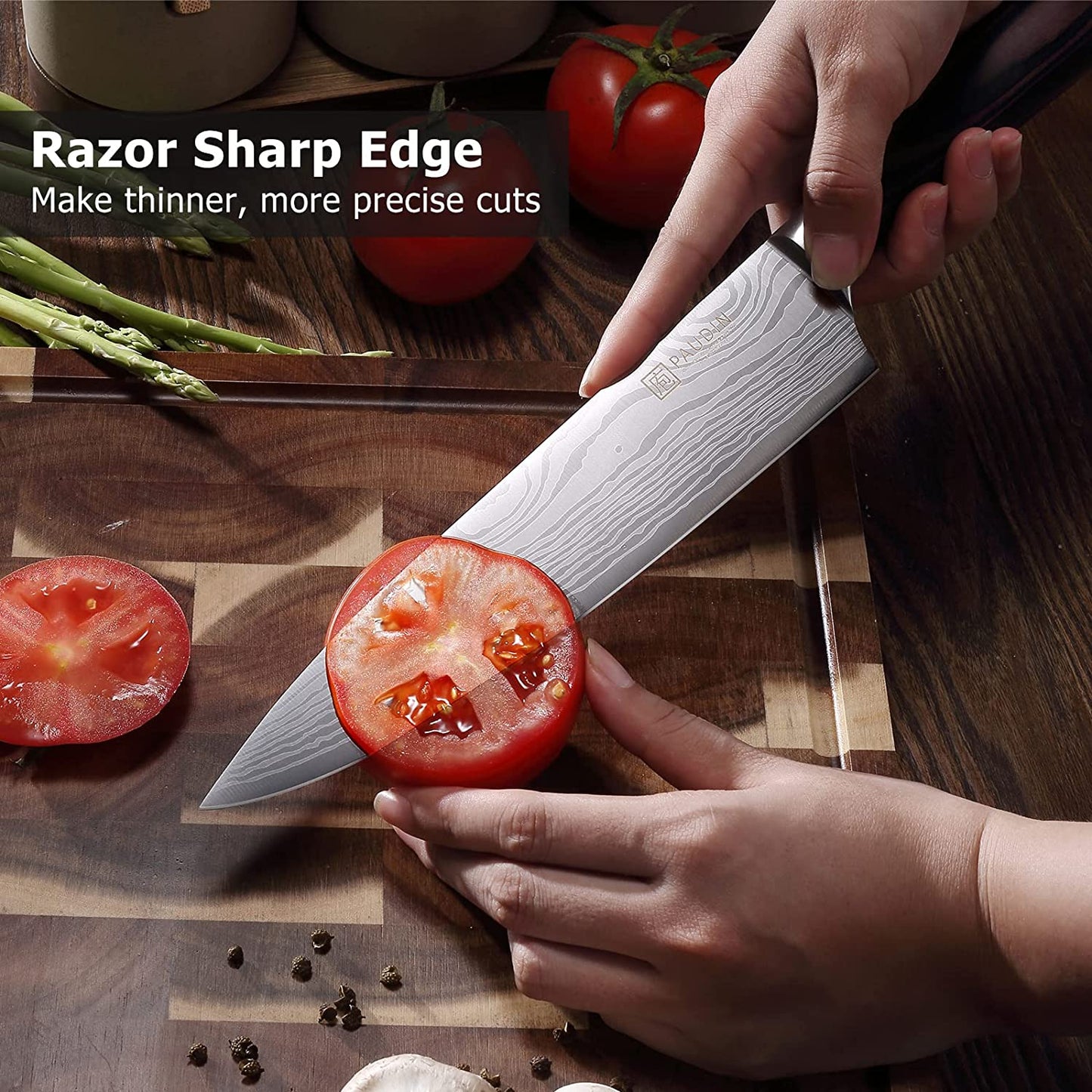 Chef Knife, 8 Inch High Carbon Stainless Steel Sharp Kitchen Knife with Ergonomic Handle, Gift Box for Family & Restaurant