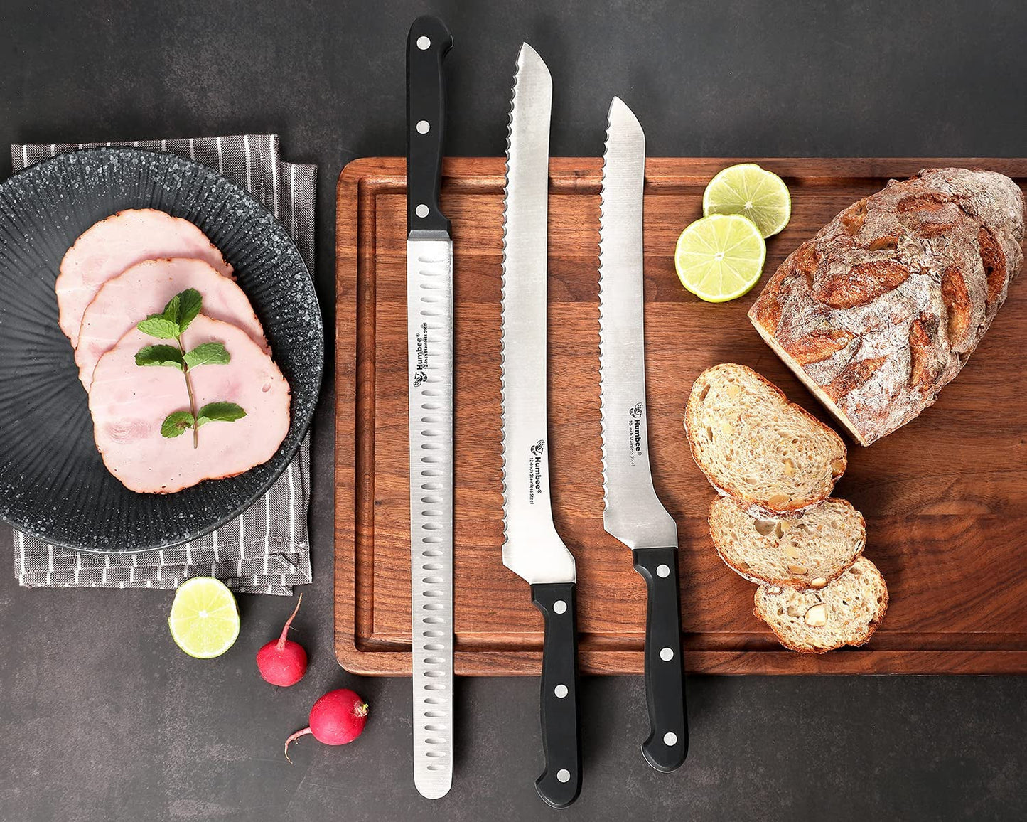 Chef Carving Knife with Granton Edge for Home Kitchens Carving Knife 12 Inch Black