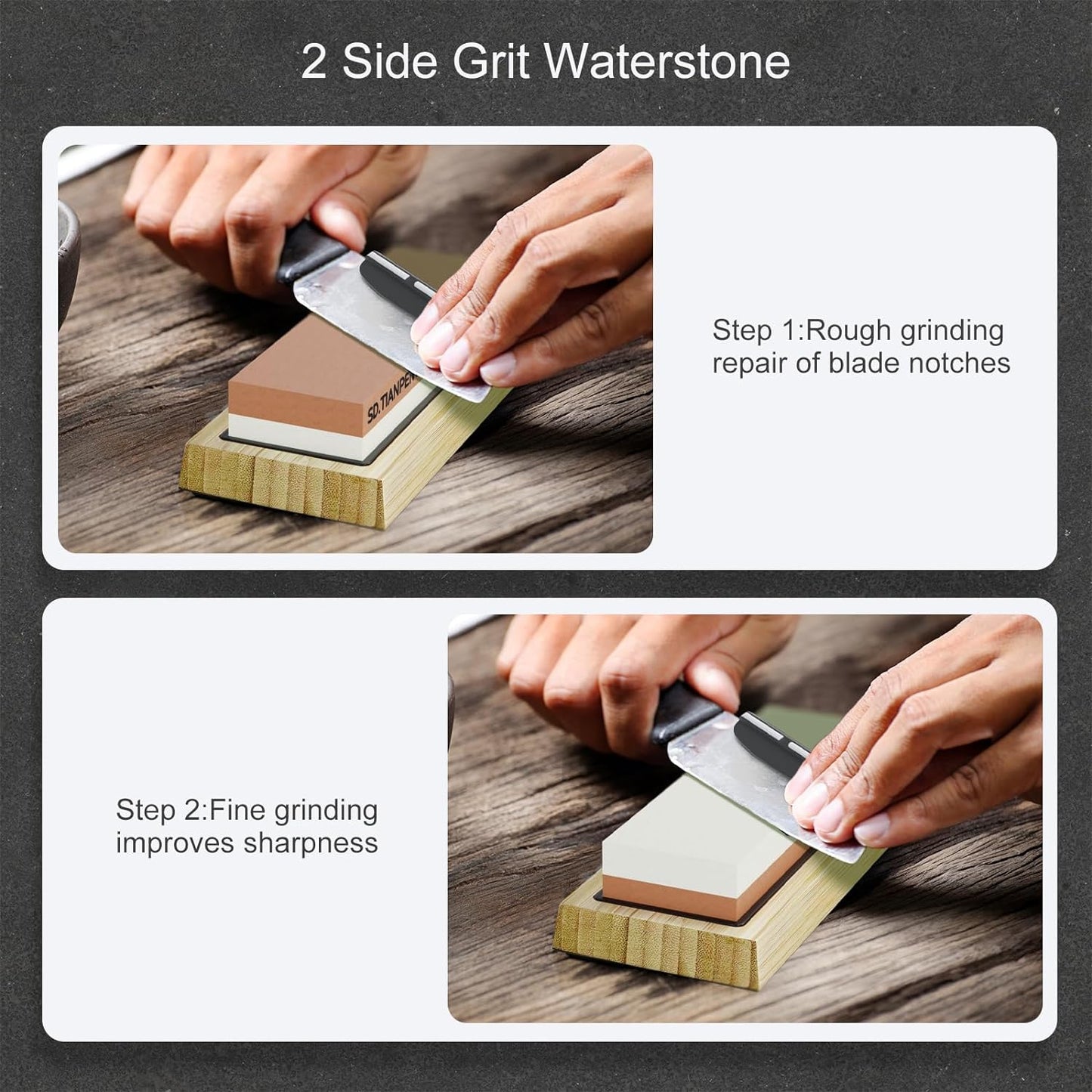Knife Sharpening Stone - Dual Grit Whetstone 400/1000 3000/8000, Knife Sharpening Stone Set, Knife Sharpener Tool,Easy to Use