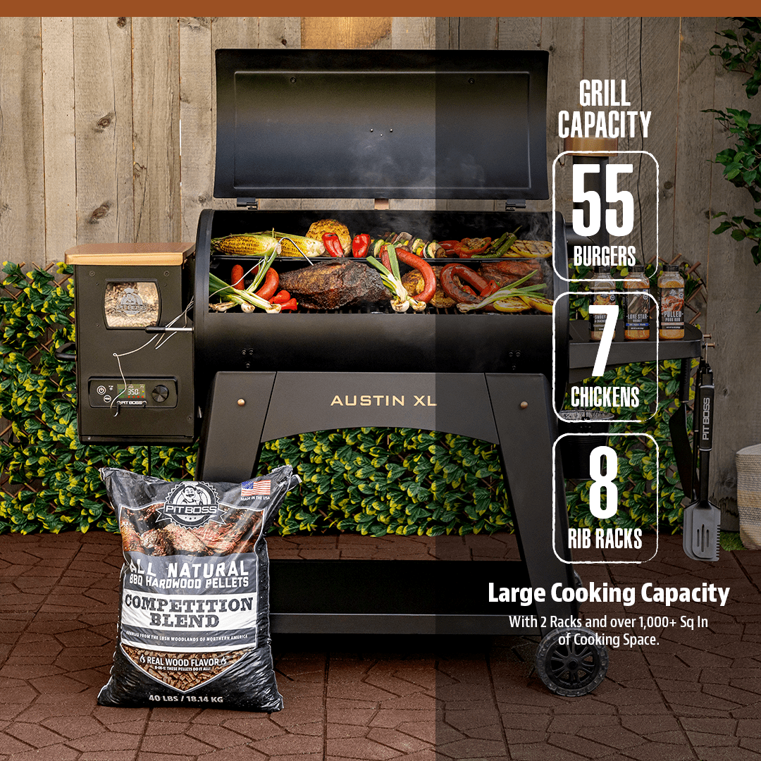 Pit Boss Austin XL 1000 Sq in Wood Fired Pellet Grill and Smoker – Onyx Series