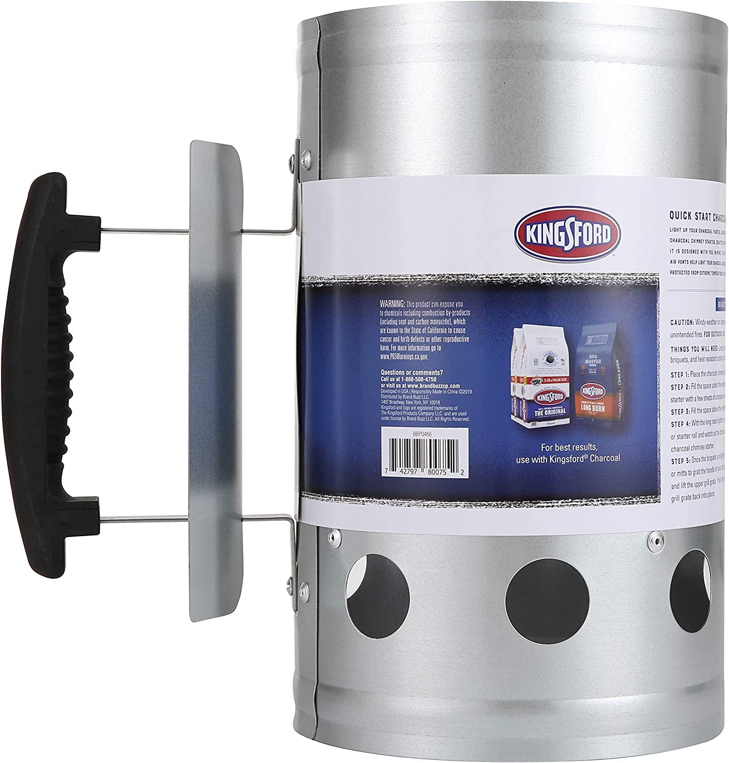 KINGSFORD Heavy Duty Deluxe Charcoal Chimney Starter | BBQ Chimney Starter for Charcoal Grill and Barbecues, Compact Easy to Use Chimney Starters and BBQ Grill Tools