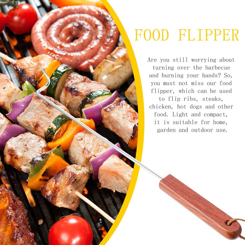 1Pc Food Flipper Stainless Steel Grill Flipper BBQ Turner Hook Kitchen Gadget