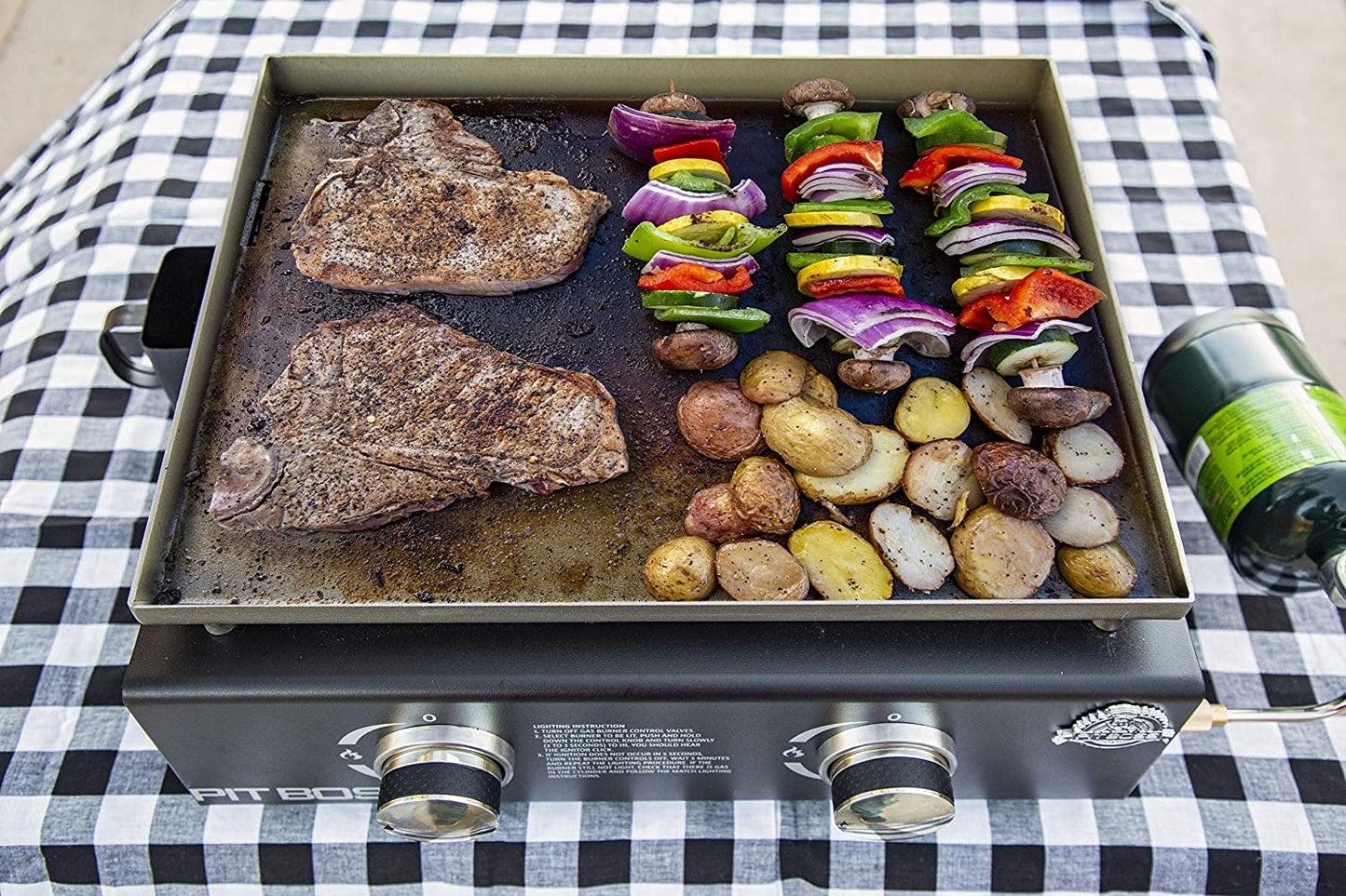 PIT BOSS PB336GS Two Burner Portable Flat Top Griddle - Cover Included