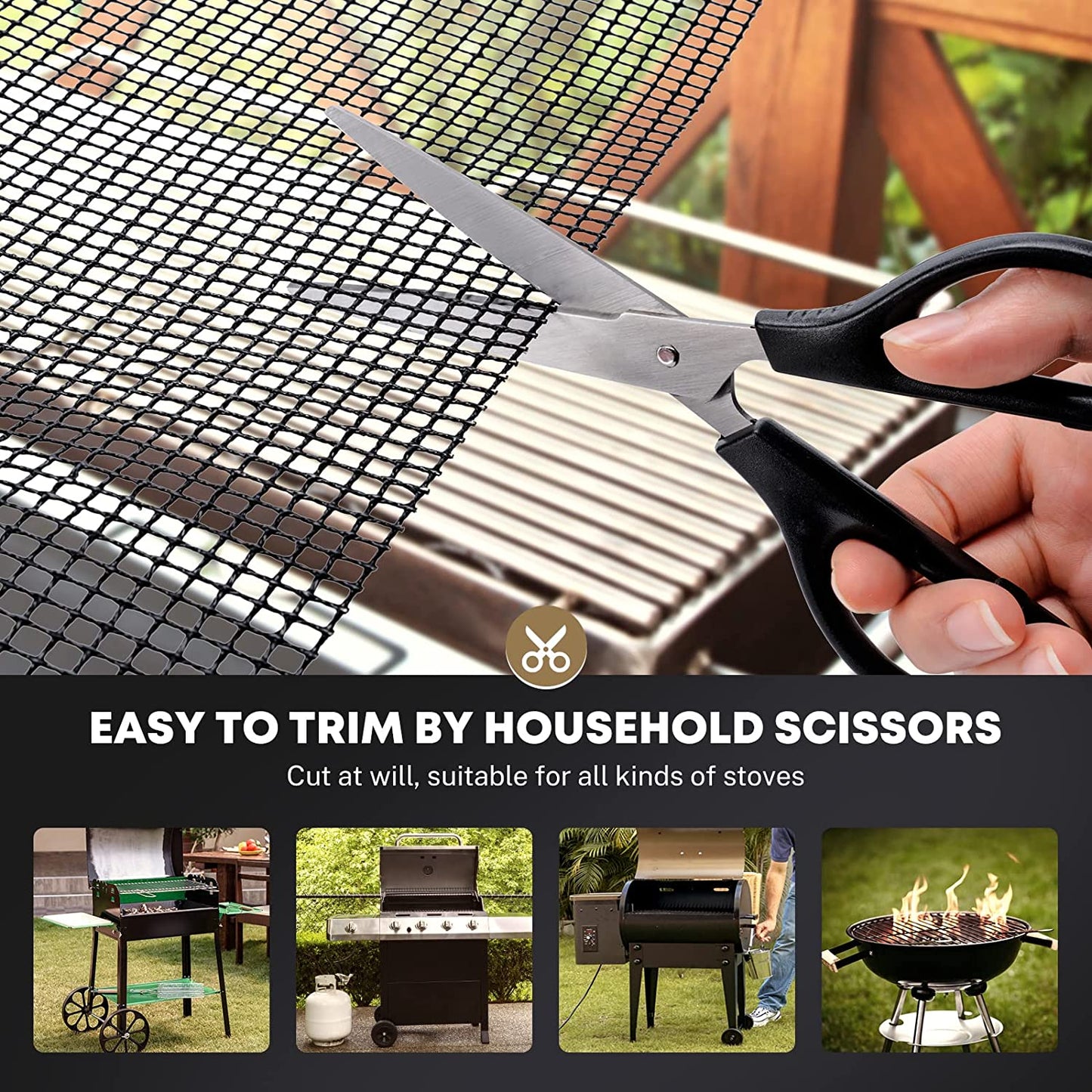 Reusable Mesh Mat, Reusable Grill Mesh Mats for Outdoor Grill Nonstick BBQ Mats for Grilling, Grill Set of 3, Nonstick Grill Mat, Mats for Grilling, BBQ Accessories Mesh Grill Mat - 40X33CM