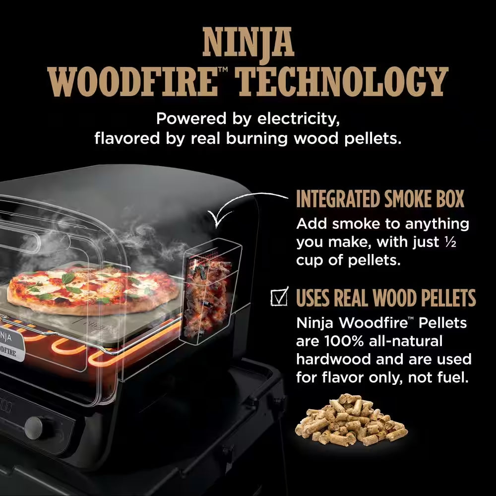 Woodfire Pizza Oven, 8-In-1 Outdoor Oven, 5 Pizza Settings, 700°F, BBQ Smoker, Woodfire Technology, OO101
