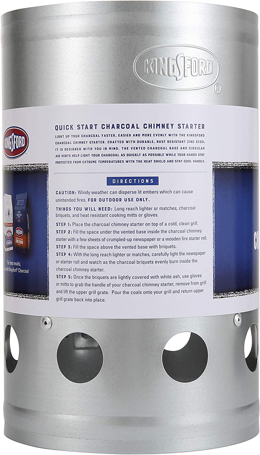 KINGSFORD Heavy Duty Deluxe Charcoal Chimney Starter | BBQ Chimney Starter for Charcoal Grill and Barbecues, Compact Easy to Use Chimney Starters and BBQ Grill Tools