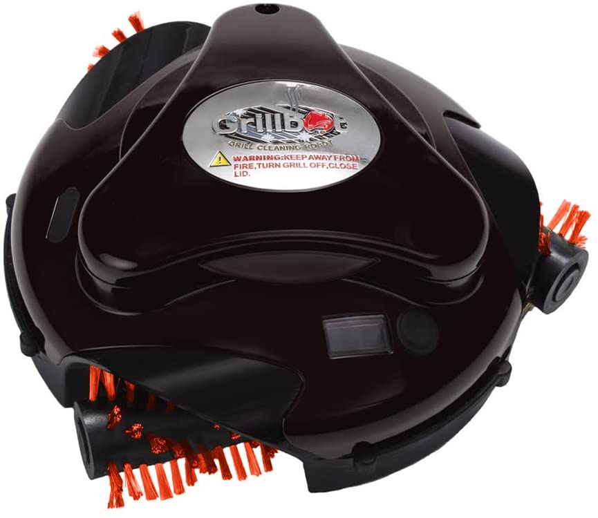 Red Automatic Grill Brush, Kitchen Gadgets for BBQ Grill, Durable Robot Cleaner for Grills with Nylon Brushes, Compact BBQ Accessories for Home & Outdoor Cooking, Hands-Free Cleaning Gadgets