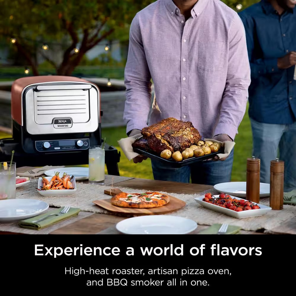 Woodfire Pizza Oven, 8-In-1 Outdoor Oven, 5 Pizza Settings, 700°F, BBQ Smoker, Woodfire Technology, OO101