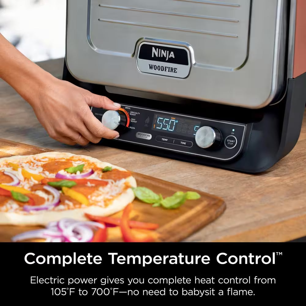 Woodfire Pizza Oven, 8-In-1 Outdoor Oven, 5 Pizza Settings, 700°F, BBQ Smoker, Woodfire Technology, OO101