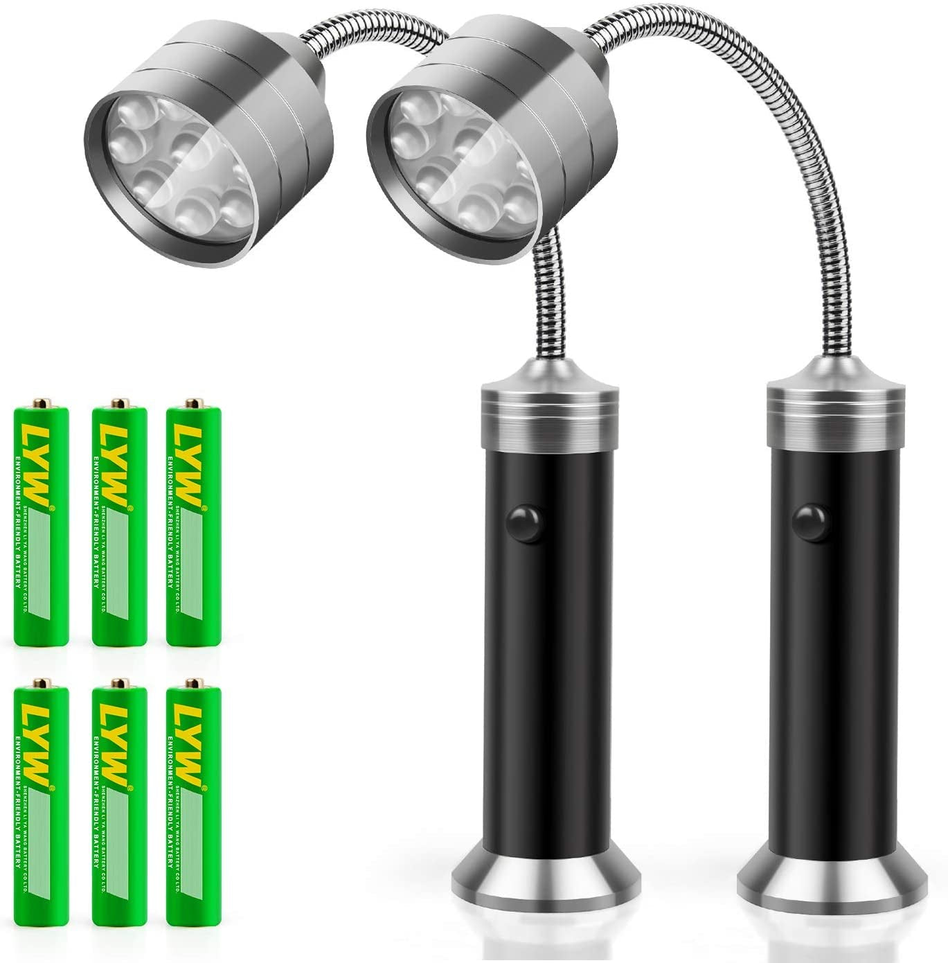 Barbecue Grill Light Magnetic Base Super-Bright LED BBQ Lights-360 Degree Flexible Gooseneck, Gifts for Men Dad Boyfriend, Traeger Pit Boss Smoker Grill Accessories, Batteries Included-Pack of 2