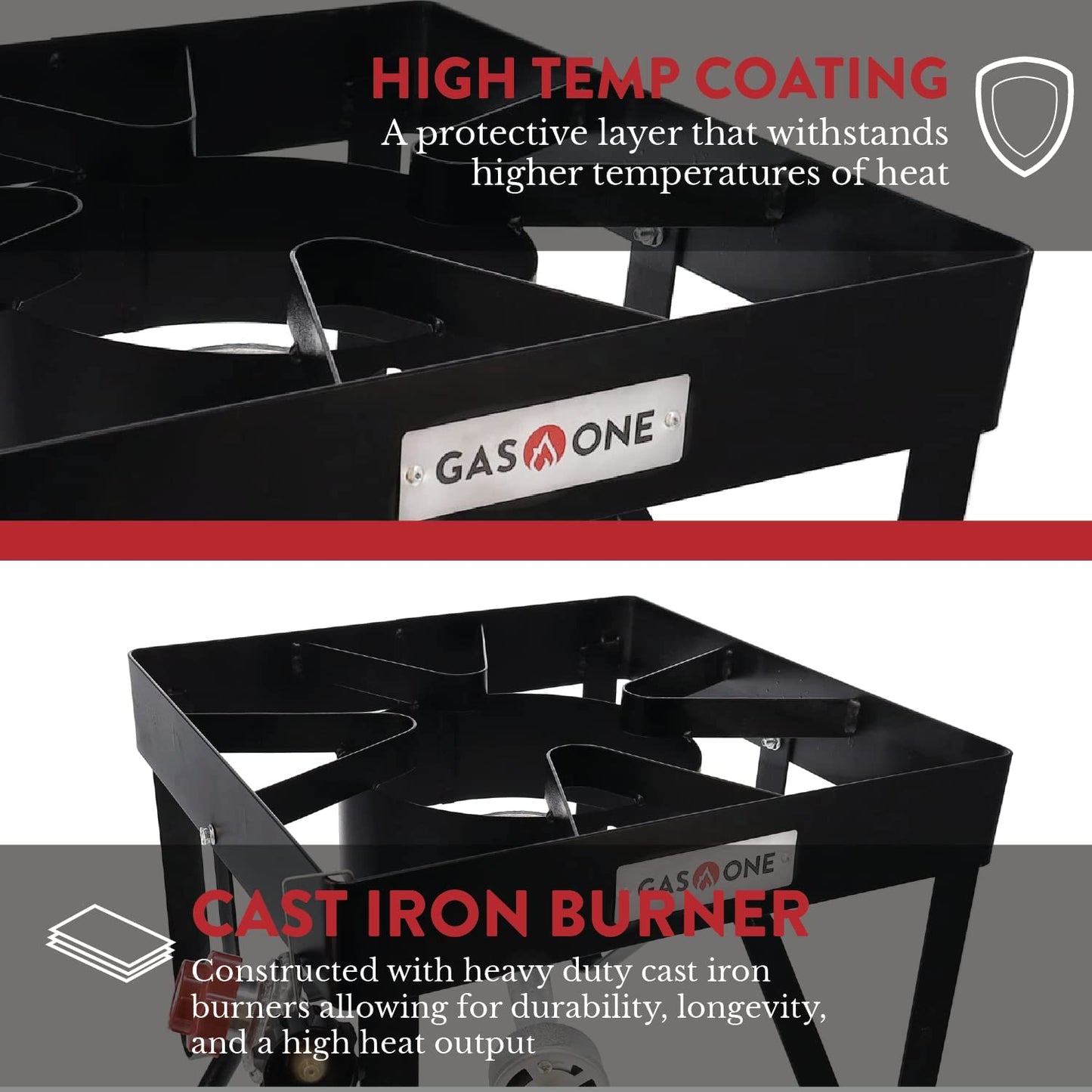Gas One Turkey Fryer Propane Burner Complete Kit - Turkey Fry & Boil - with High Pressure Propane Regulator and Hose,Black