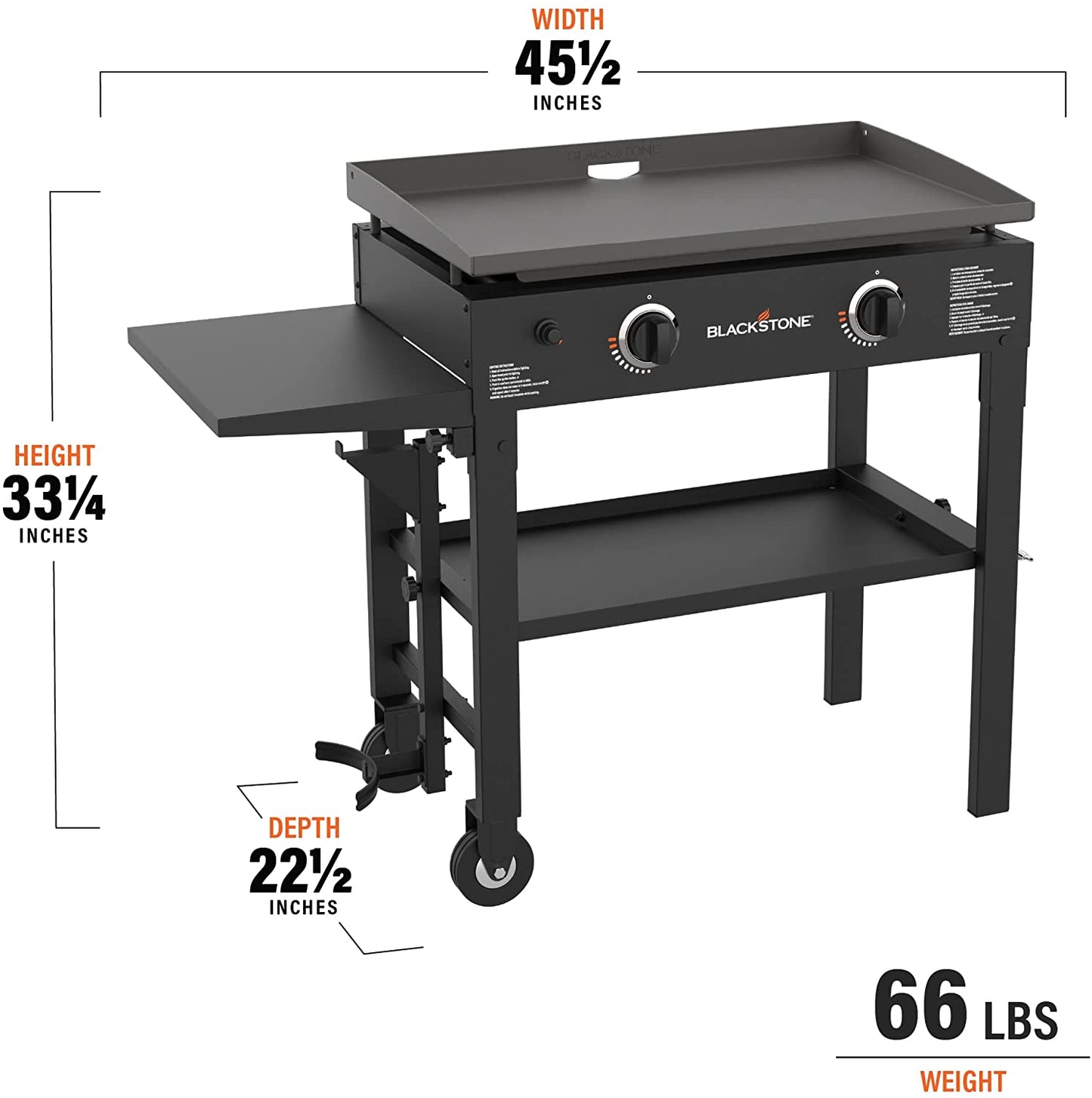 Blackstone Flat Top Gas Grill Griddle 2 Burner Propane Fuelled Rear Grease Management System, 1517, Outdoor Griddle Station for Camping, 28 Inch