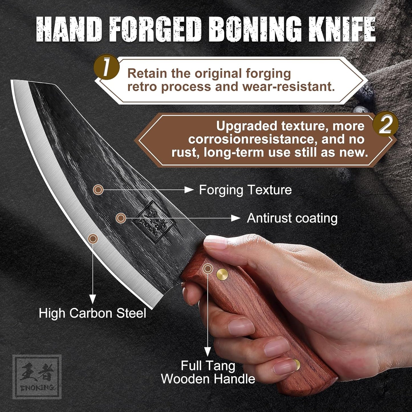 Nakiri Knife, 6.6 Inch Meat Cleaver Vegetable Kitchen Knife Hand Forged Japanese Chef Knife High Carbon Steel Chopping Knife with Leather Sheath Multipurpose Asian Knife for Home & Outdoor