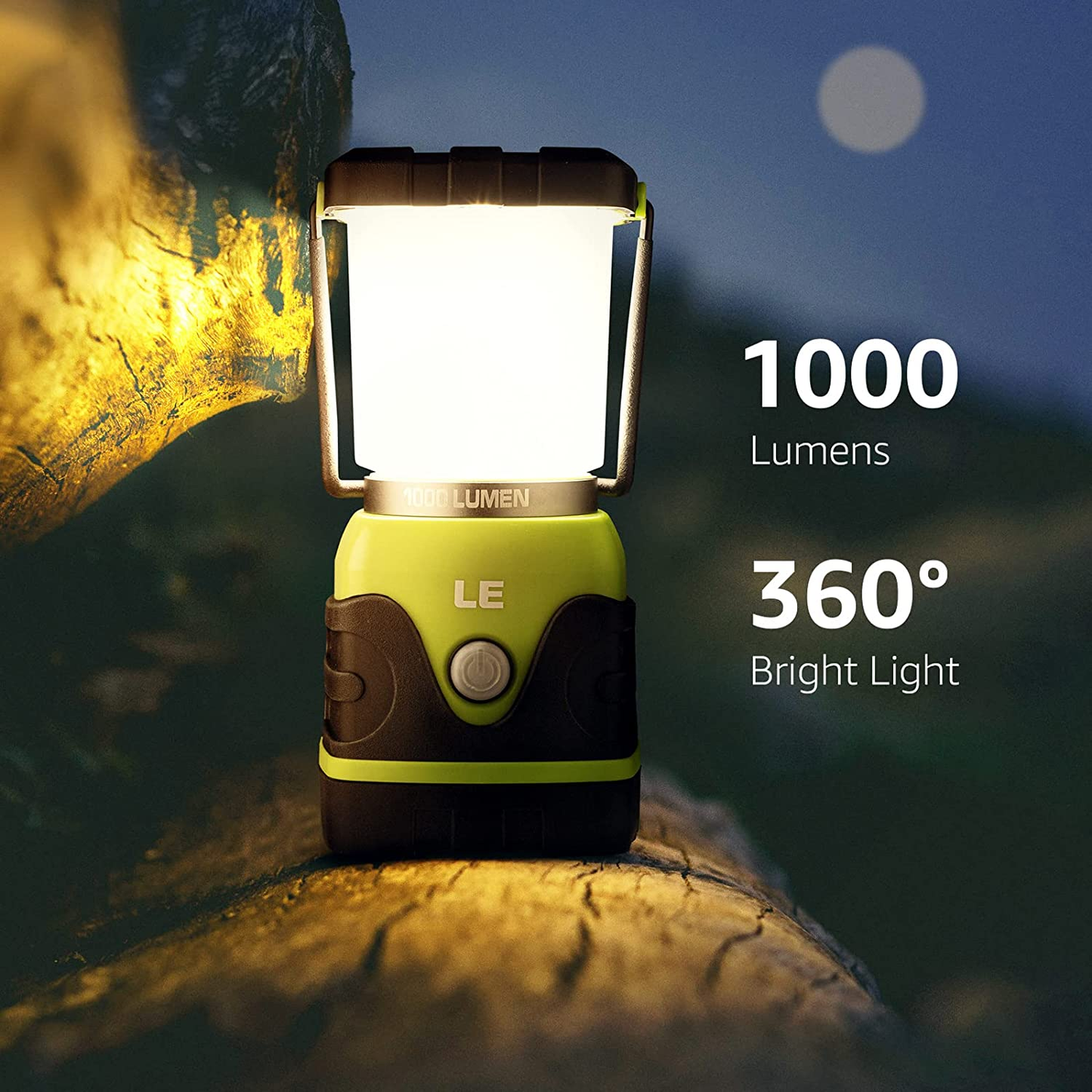 LE LED Camping Lantern, Battery Powered LED with 1000LM, 4 Light Modes, Waterproof Tent Light, Perfect Lantern Flashlight for Hurricane, Emergency, Survival Kits, Hiking, Fishing, Home and More