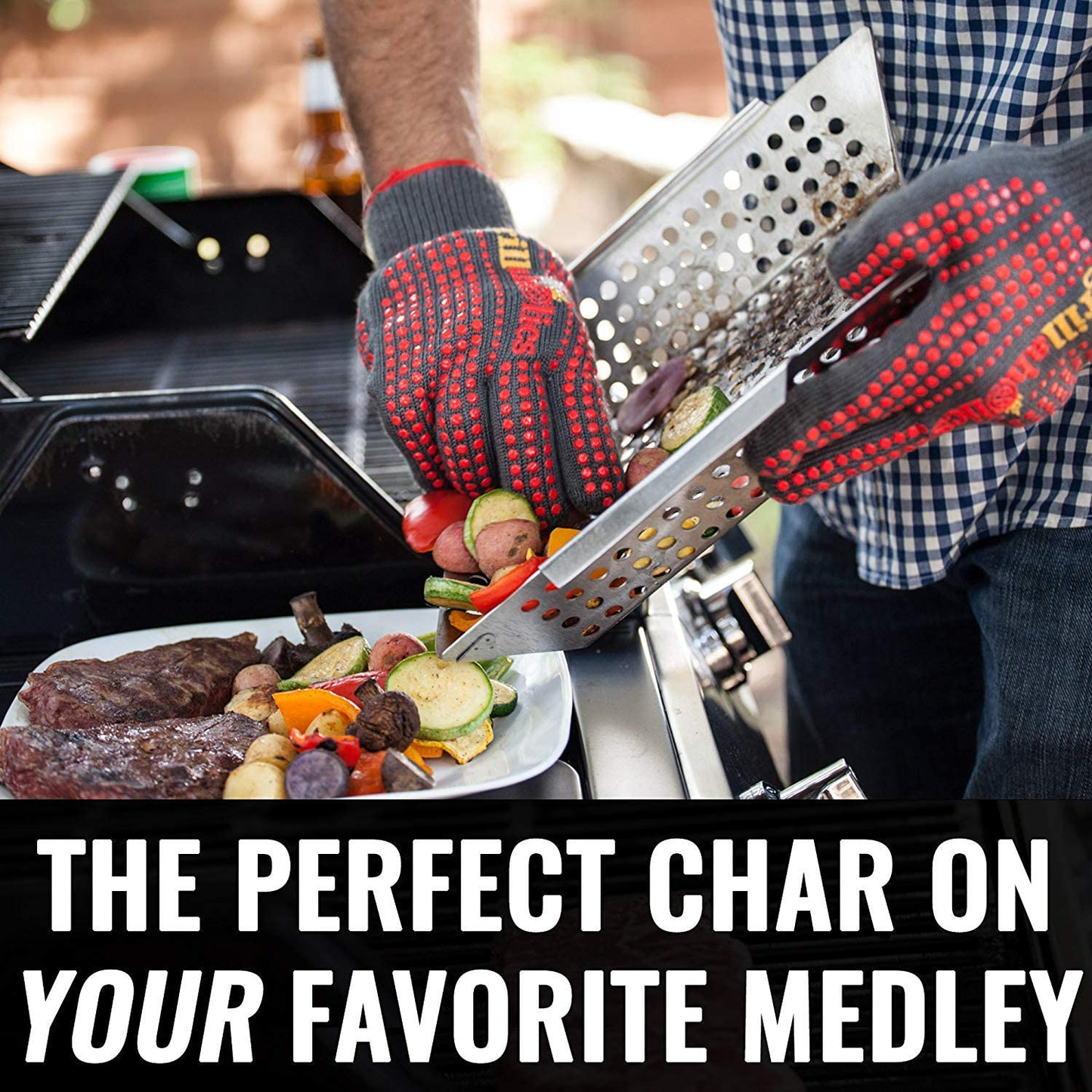 Heavy Duty Grill Basket - Large Grilling Basket for More Vegetables - Stainless Steel Grilling Accessories Built to Last - Perfect Vegetable Grill Basket for All Grills and Veggies