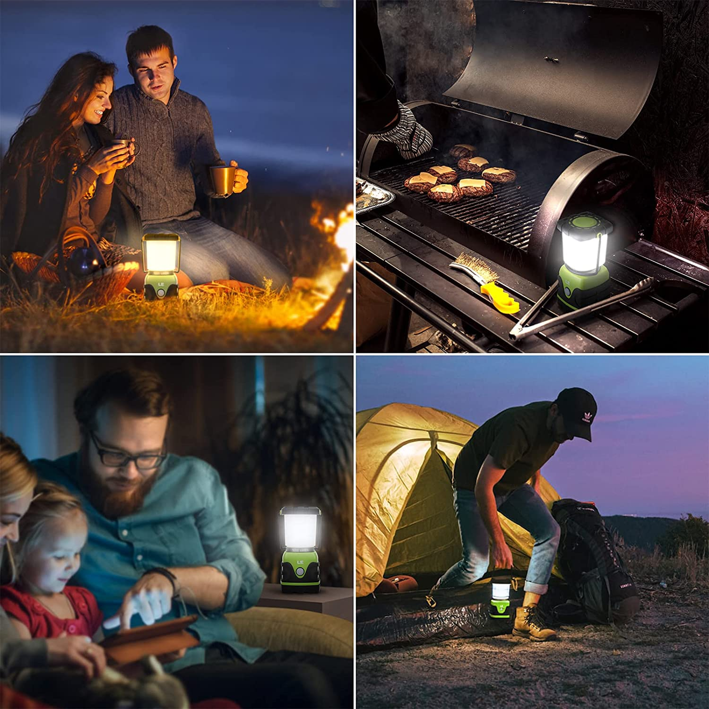 LE LED Camping Lantern, Battery Powered LED with 1000LM, 4 Light Modes, Waterproof Tent Light, Perfect Lantern Flashlight for Hurricane, Emergency, Survival Kits, Hiking, Fishing, Home and More