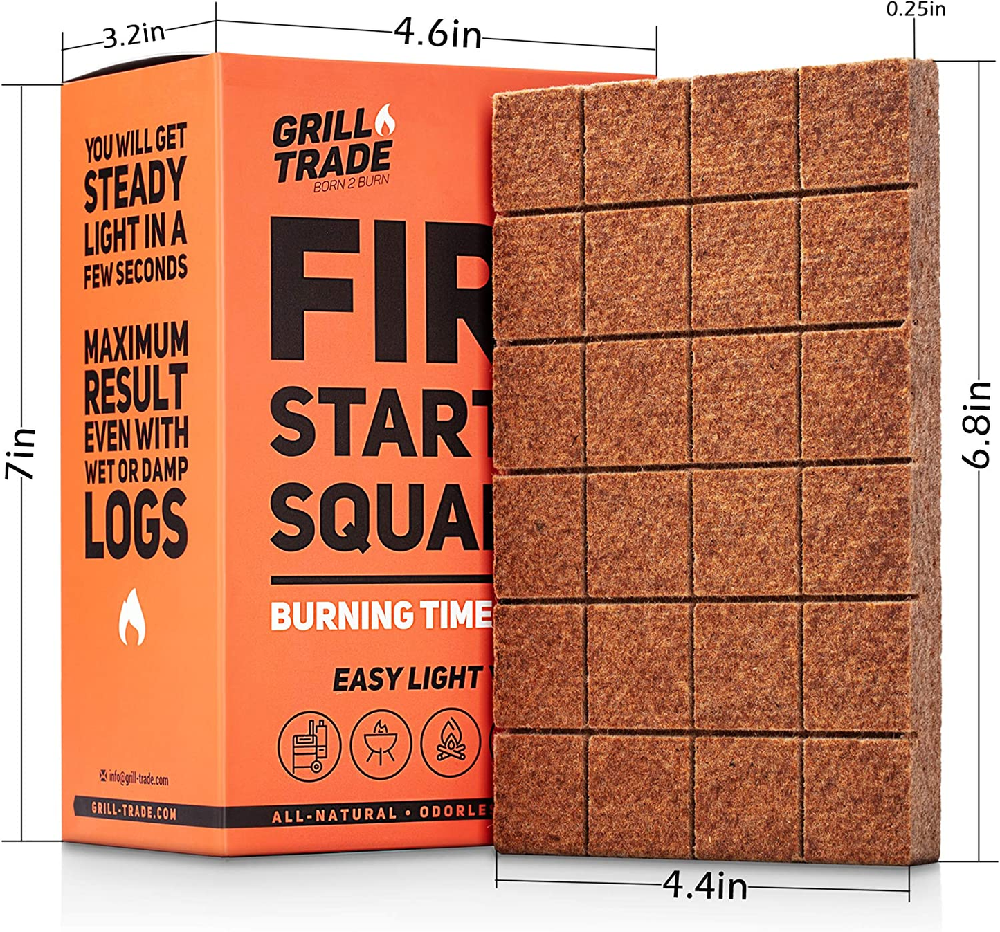 Fire Starter Squares 144, Easy Burn Your BBQ Grill, Camping Fire, Wood Stove, Smoker Pellets, Lump Charcoal, Fireplace -- Fire Cubes Are the Best Barbeque Accessories -- 100% All Natural