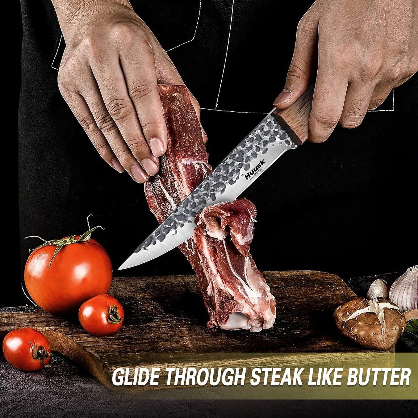 Huusk Knives from Japan, Boning Knife for Meat Cutting 6 Inch, Butcher Knife for Brisket Trimming, Viking Knife with Sheath for Outdoor Cooking, Full Tang Kitchen Utility Knife, Thanksgiving Gifts
