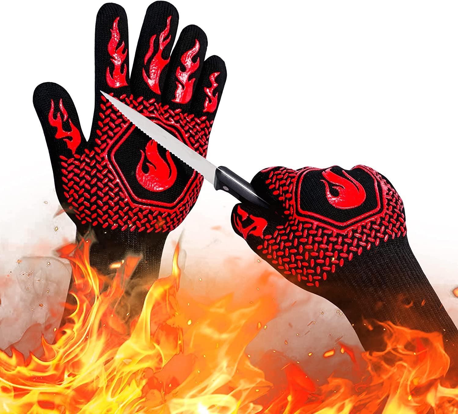 Anti Cut Proof Work Glove Heavy Duty BBQ Nitrile Aramid Fiber Heat Resistant