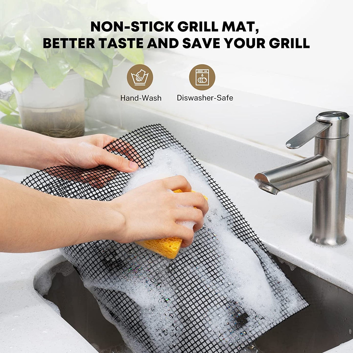 Reusable Mesh Mat, Reusable Grill Mesh Mats for Outdoor Grill Nonstick BBQ Mats for Grilling, Grill Set of 3, Nonstick Grill Mat, Mats for Grilling, BBQ Accessories Mesh Grill Mat - 40X33CM
