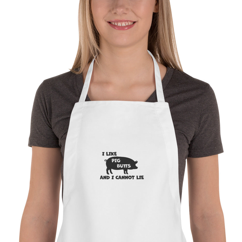 I Love Pig Butts Embroidered Apron