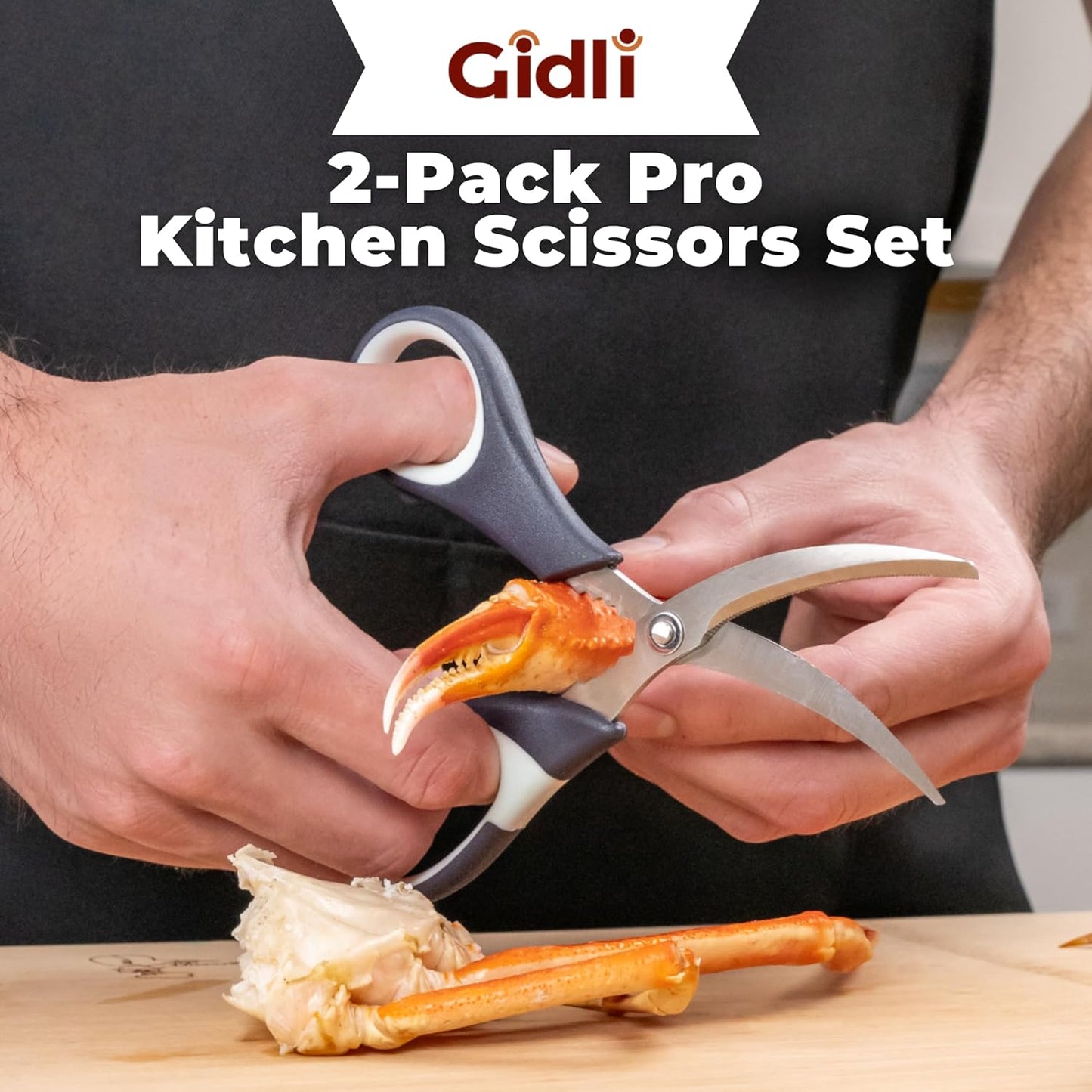 Kitchen Shears by  - Lifetime Replacement Warranty - Includes Seafood Scissors as a Bonus - Heavy Duty Utility Stainless Steel All Purpose Ultra Sharp Scissors for Food - Cooking Shears