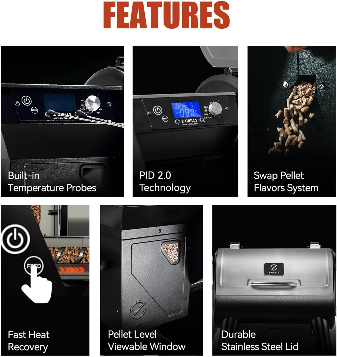 Wood Pellet Grill Smoker with PID 2.0 Controller, 459 SQ.IN, 450°F Max Temperature, 8 In-1 BBQ Grill, LCD Screen, Meat Probes, Rain Cover, Backyard Camping Bake and Roast, 450E